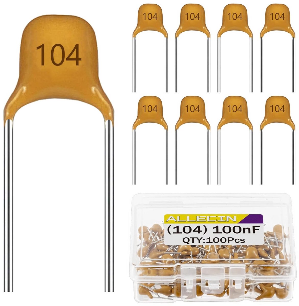 Keramische Condensatoren - Meerlaags Monoliet - Elektronica Projecten - Hoge Betrouwbaarheid - 100 Stuks - Geel