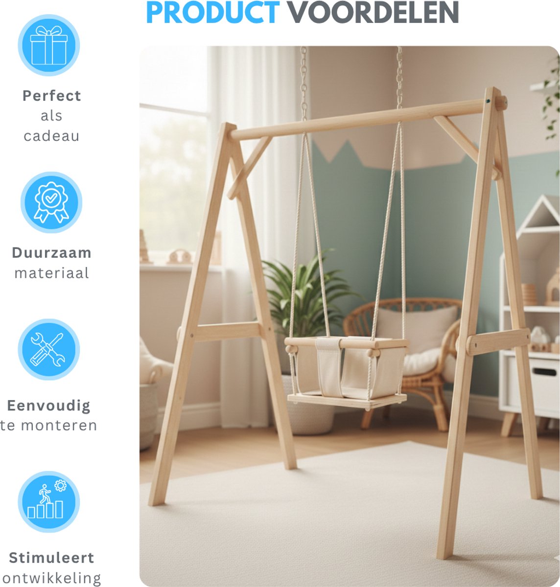 Livista Houten Babyschommel - Inklapbaar thumbnail 3