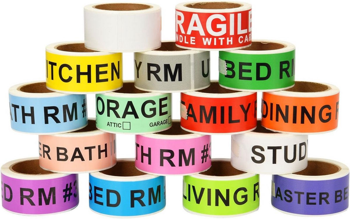 Verhuisdozen Labels - Doos Stickers - Verhuizing Organiseren - Kleurgecodeerd Systeem - 960 Stuks - Meerkleurig