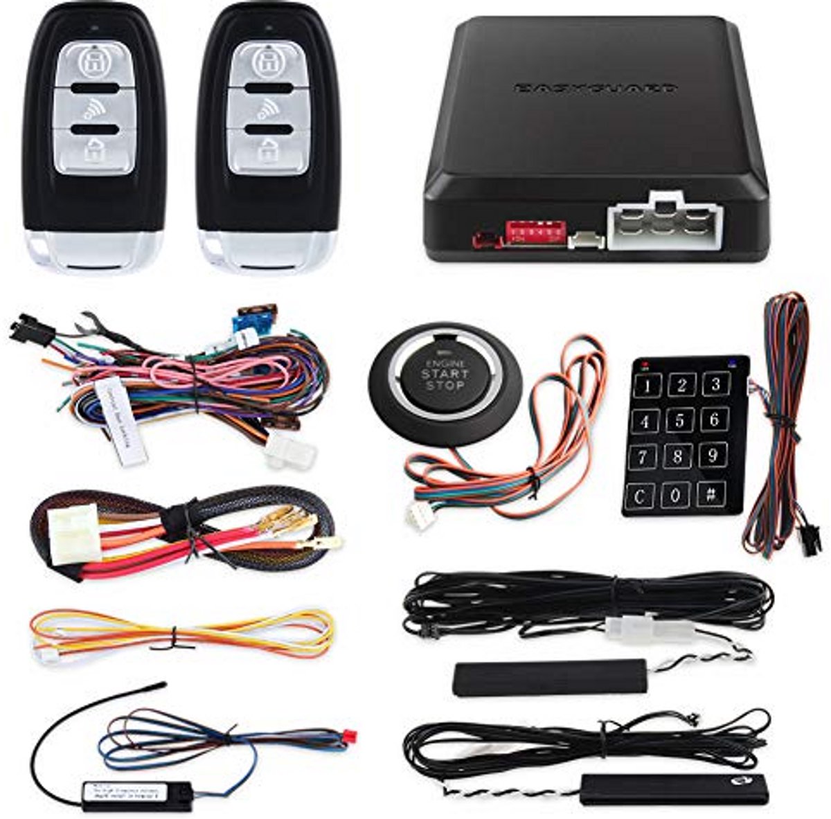 Auto Alarmsysteem - Keyless Entry - Voertuig Beveiligen - Startknop & Wachtwoord - DC12V - Zwart