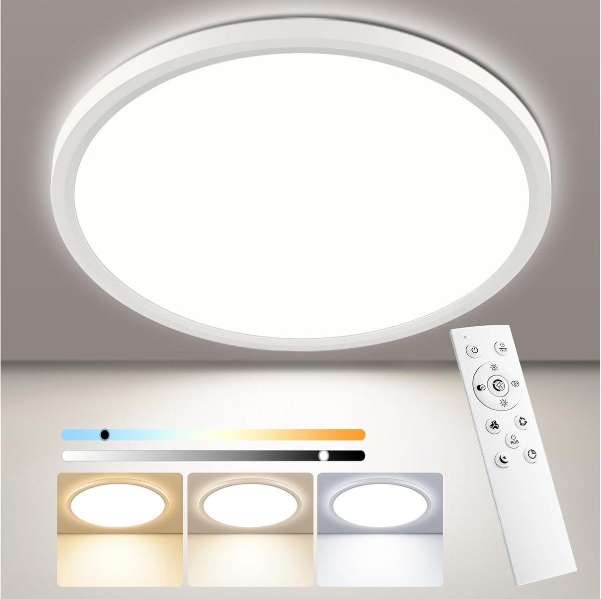 Led Plafondlamp - Dimbaar Licht - Sfeerverlichting Creëren - Met Afstandsbediening - Ø 30