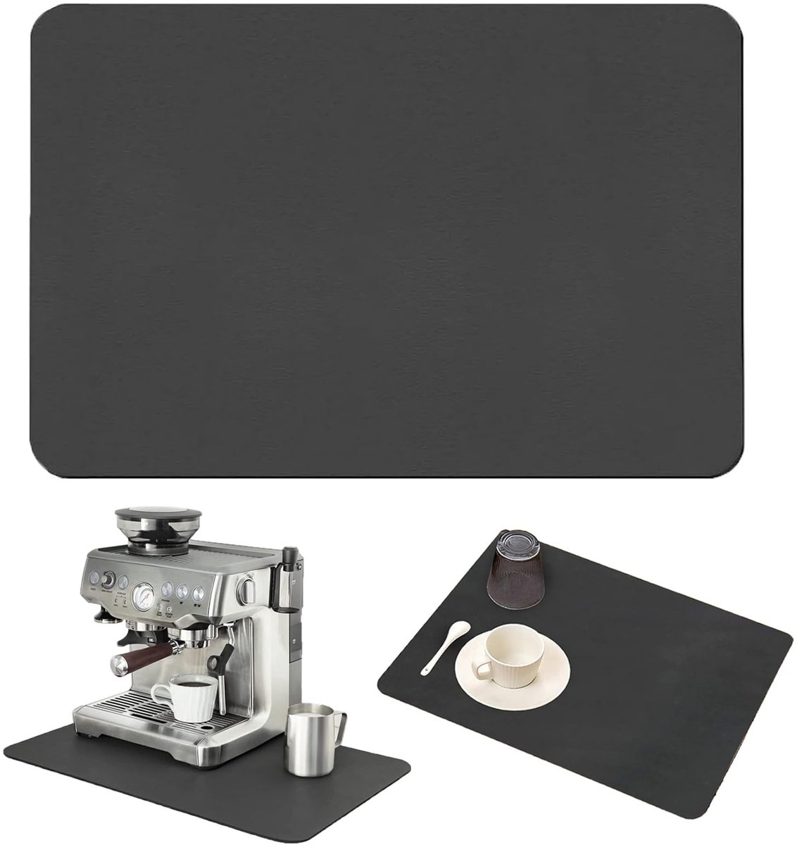 Dailygoods- Afdruipmat 50 x 40 cm - Absorberende Keukenmat - Sneldrogend - Antislip Onderkant - Voor Gootsteen/Koffiezetapparaat - Elegant Ontwerp
