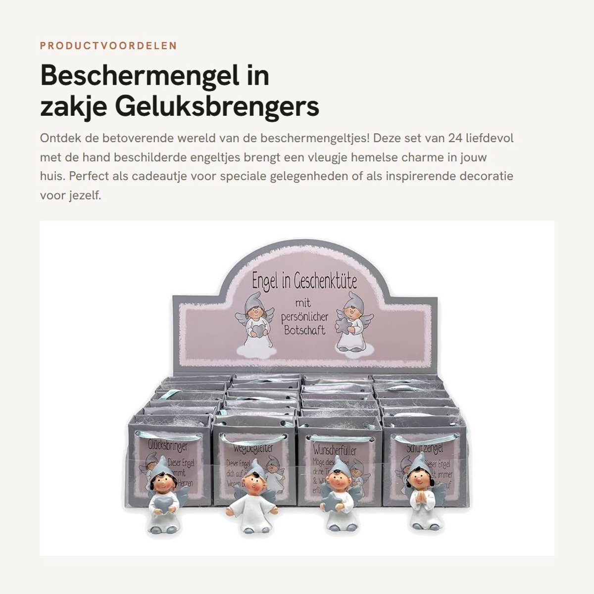 Dailygoods- Beschermengel Set 24-delig - Geluksbrengers - Raamhanger - Beschermengel Sleutelhanger - Beschermengeltje Beeldje - Handbeschilderd - Engel
