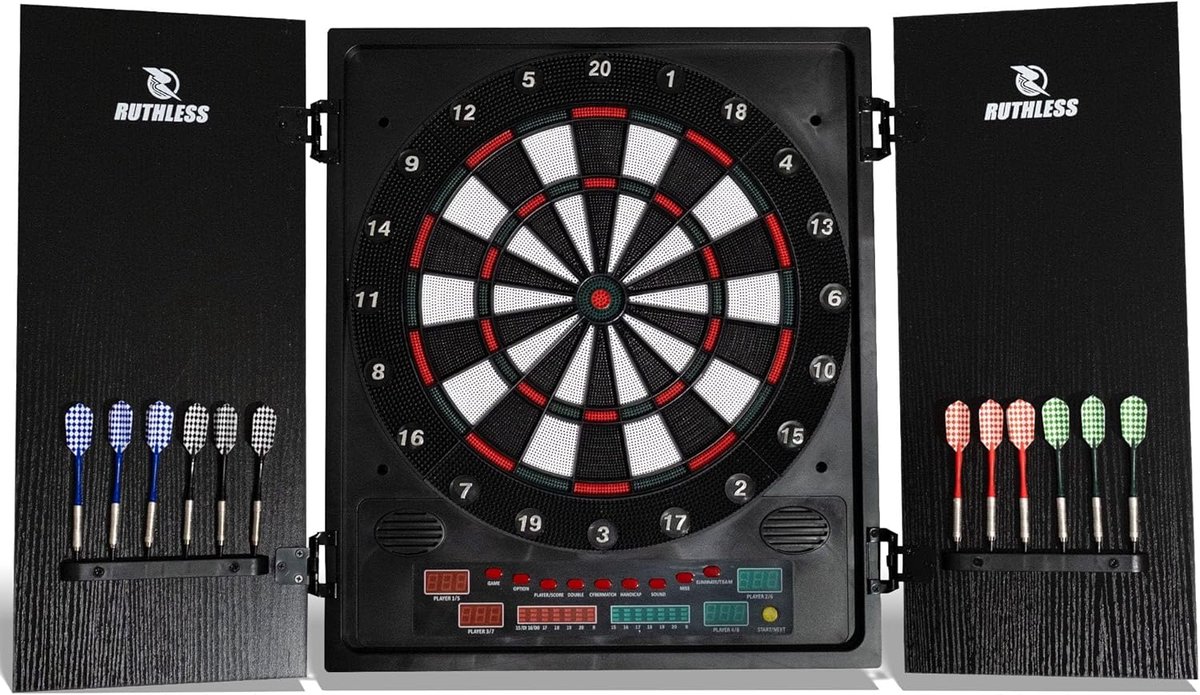 Elektronisch Dartbord - Soft Tip Bord - Thuis Spelen - Inclusief Darts - 8 Spelers - Zwart