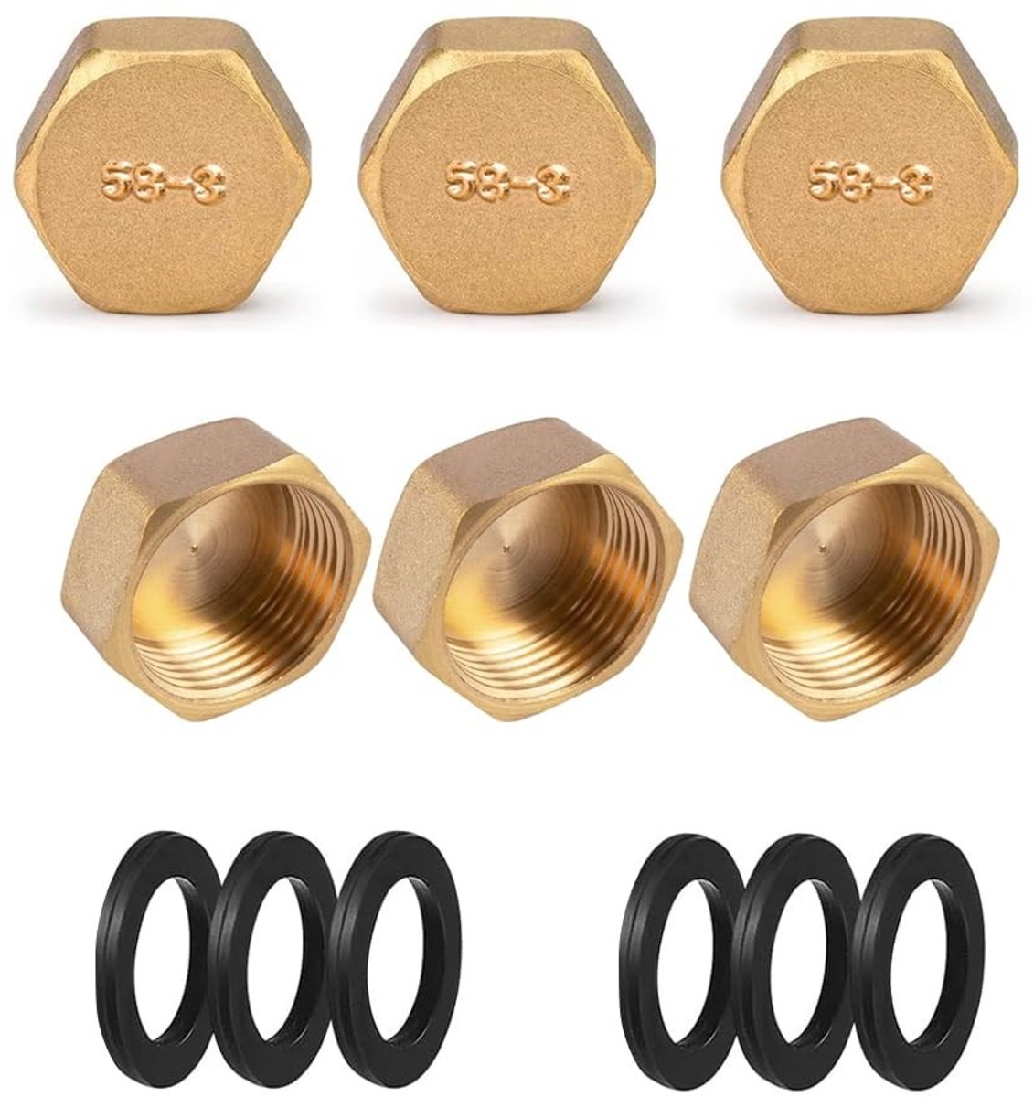 Dailygoods- Koppen - Messing Blindkappen - 15,3 mm Diameter - Schokbestendig - Corrosiebestendig - Eenvoudig te Installeren - Doppen