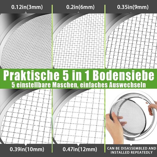 Dailygoods- Tuinzeef 5-in-1 - Ronde Zeef - Grondzeef - Zandzeef — afbeelding 5
