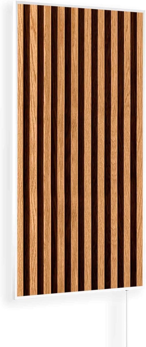 Infrarood Paneel - Wandverwarming - Ruimte Verwarmen - Ultra Vlak Ontwerp - 600 Watt - Wit Houtmotief