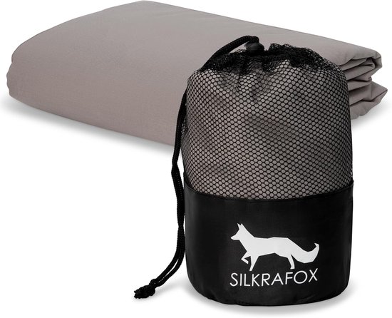 Katoenen Slaapzak - Lichtgewicht Inlay - Comfortabel Reizen - Met Kussencompartiment - 95 x 210 cm - Grijs — afbeelding 4
