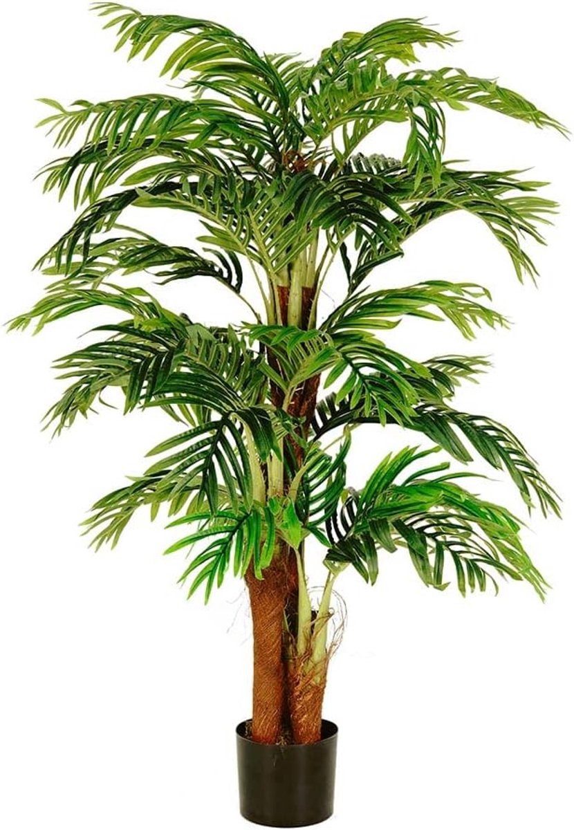 Kunstpalm boom - Decoratie plant - Sfeervol interieur - 5 stammen echt vezel - 170 cm hoog - Groen
