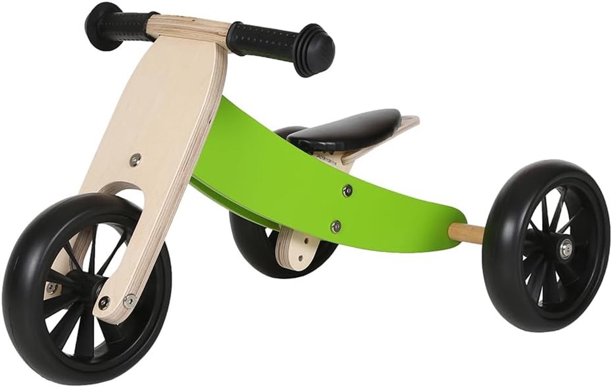 Kinder driewieler Loopfiets Leren fietsen 4-in-1 functie 62 x 39 x 35 cm Groen