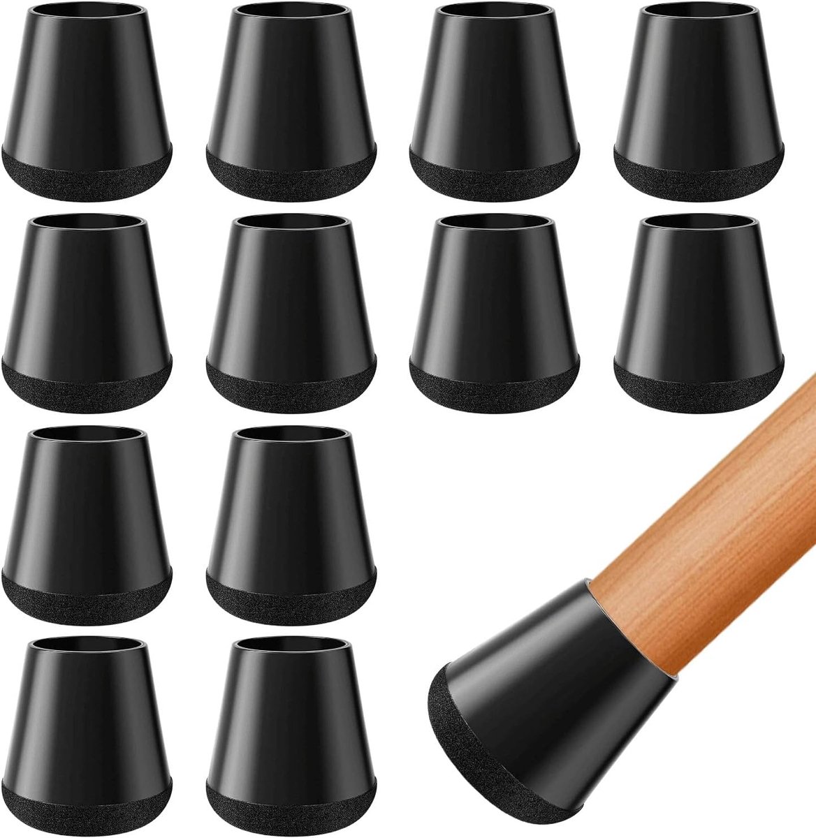 Stoelpoot Beschermers - Meubeldoppen Vilt - Vloeren Beschermen - Geluid Dempend - 12 Stuks - Zwart
