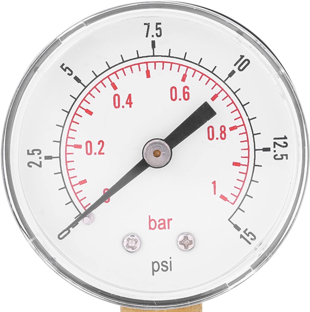 Dailygoods- Manometer met dubbele schaal - Waterdrukmeter - Drukmeter voor lucht/olie - Mini formaat - Draagbaar - Metaal, 0-15psi/0-1bar