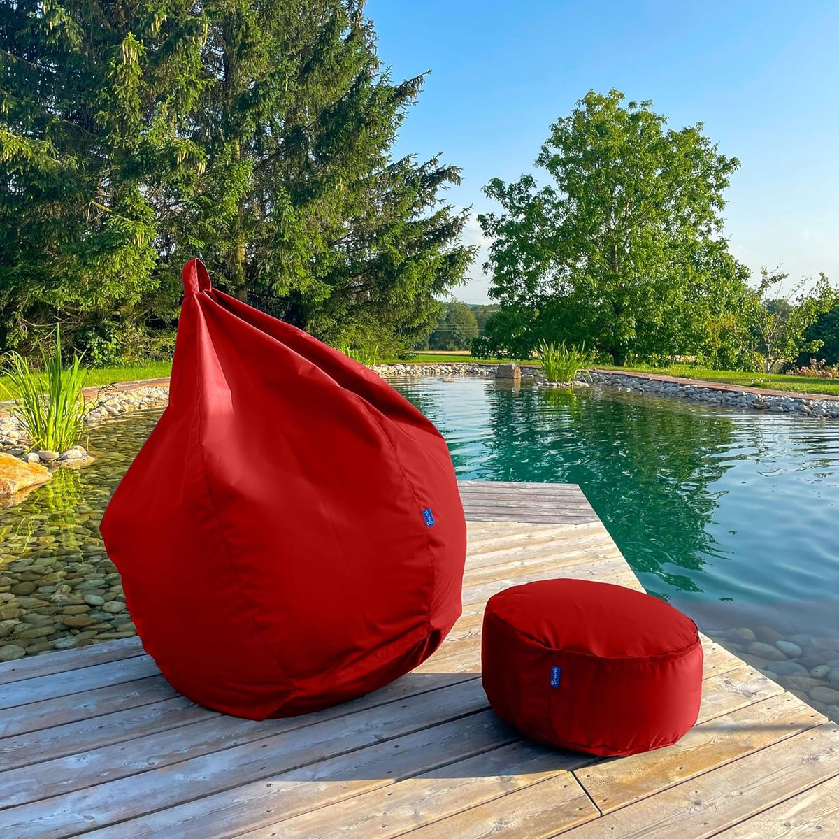 Zitzak Classico L - Beanbag XL - Ontspannen Lezen - Voedselveilige Vulling - 90 x 90 cm - Rood