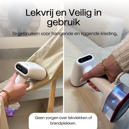 Kledingstomer - In 20 Sec. warm & binnen 2 minuten klaar - 2 Stoomstanden - Inclusief Gratis reistas - 1600W - Stoomapparaat stomer Kleding - Steamer - Handstomer