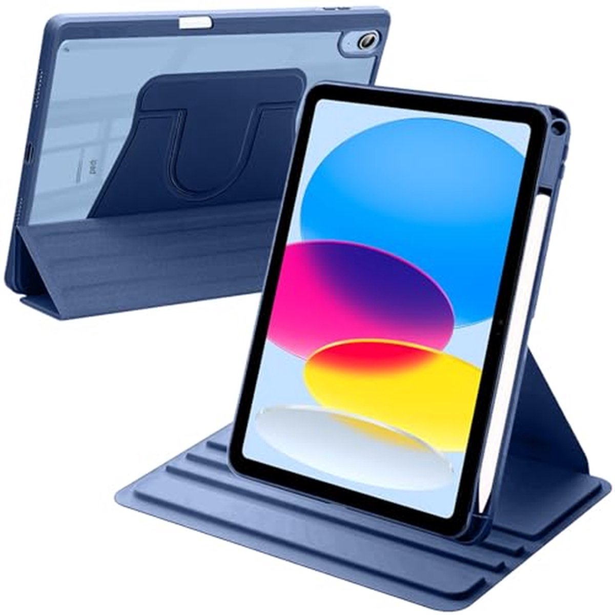 Tablethoes - Beschermhoes - Tablet Gebruik - 360° Draaibare Standaard - 109-Inch - Donkerblauw