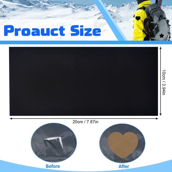 11x Zelfklevende Nylon Reparatie Pleisters Zwart - Waterdicht voor Donsjassen, Tenten & Outdoor Kleding — afbeelding 2