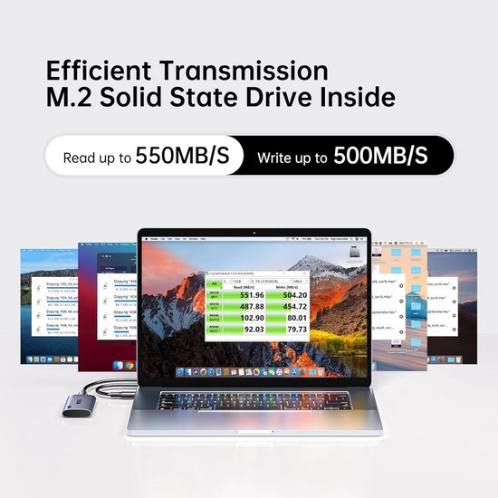 Externe SSD - Draagbare Opslag - Bestanden Overzetten - Ultrasnelle USB3.2 - 128 GB - Grijs — afbeelding 2
