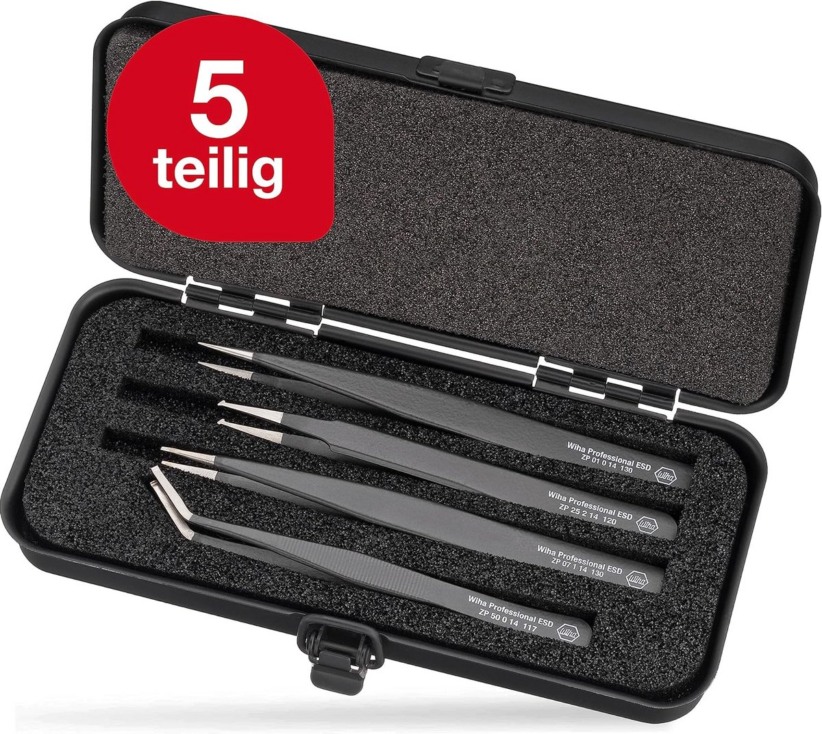 Precisie Tweezer Set - Fijne Tangen - Modelbouw Precisie - ESD Veilig - 5 Delig - Zwart