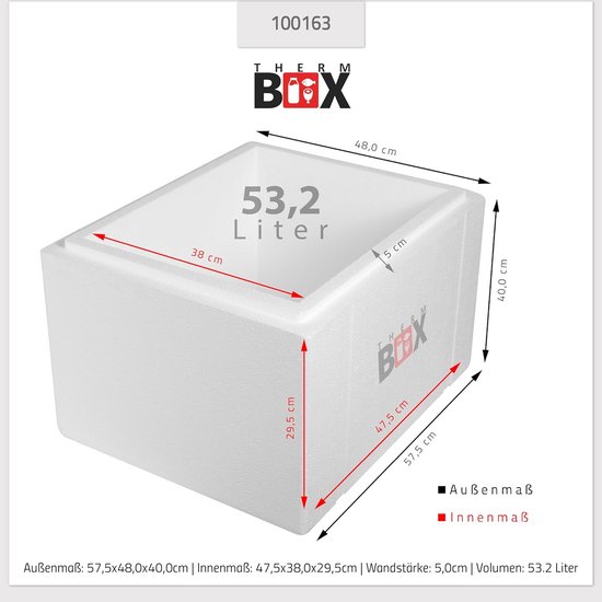 Thermobox met deksel - Isolatiebox koelbox - Voedsel bewaren - Houdt warmte vast - 57.5x48x40cm - Wit — afbeelding 5