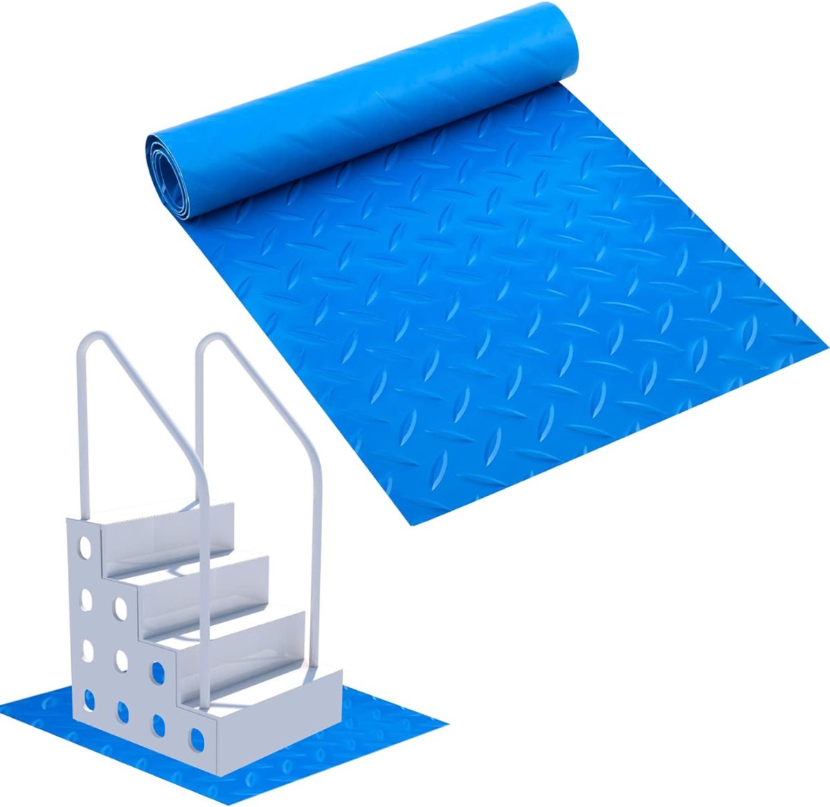 QUOVO® Zwembadtrap - Zwembad Trap - Inbouwzwembad - Blauw - 23cm x 92cm x 1cm