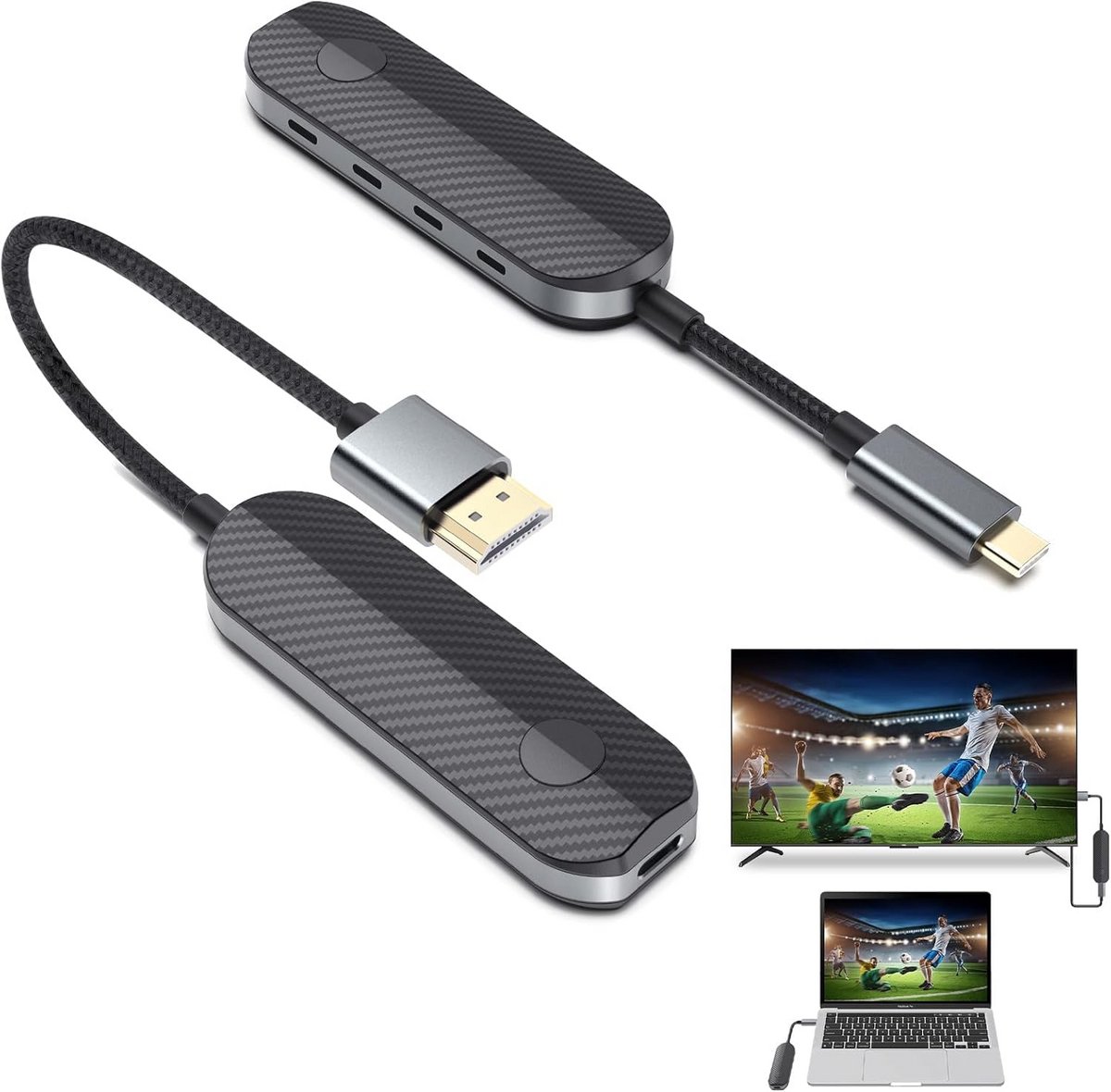 Draadloze HDMI Extender - Beamer Zender Ontvanger - Groot Scherm Delen - 4K Draadloze Projectie - 50 Meter Bereik - Zwart