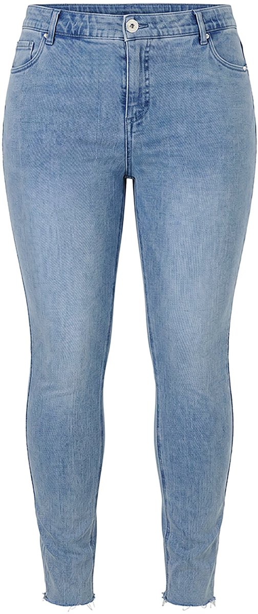 Studio Untold - Dames - Skinny jeans hoge taille destroyed effecten - Licht blauw denim - Maat 48