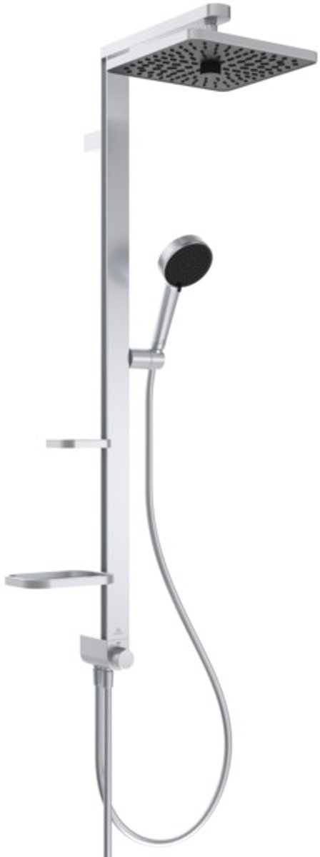 Ideal Standard IS Douchesysteem CTwistAlu+ z.kraan - m.2 schappen, 2F-HB,2F-hoofddouche Silver, BE213SI