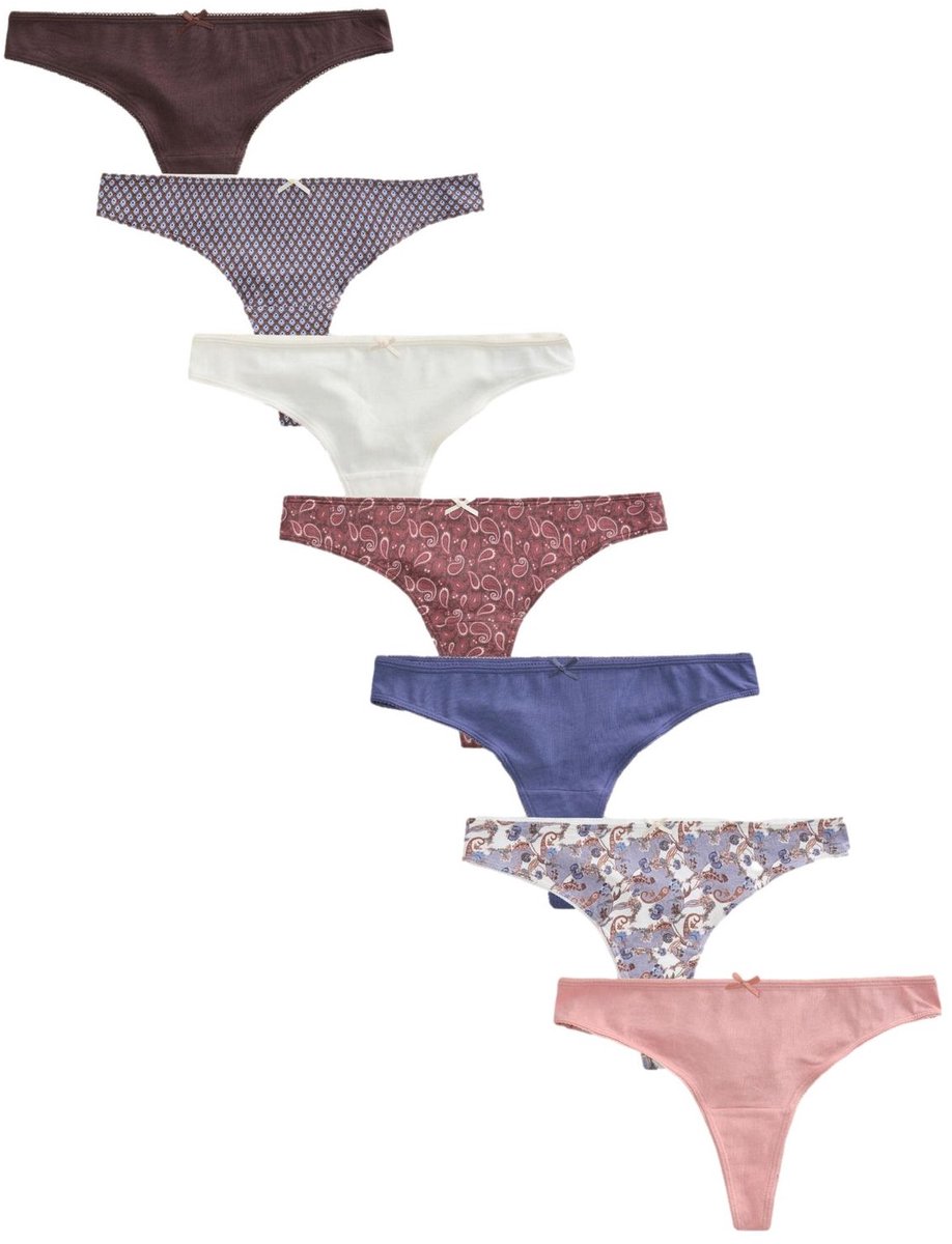 Next - Dames - Set van 7 strings met hoog katoenpercentage - Blauw