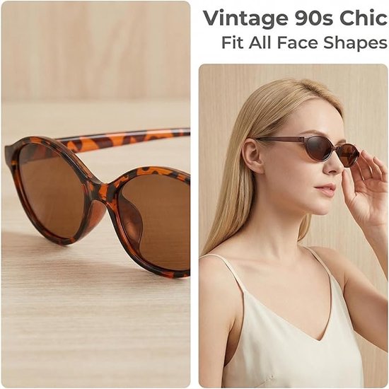 KZQ Set van 3 Retro Ovale Kattenoog Zonnebrillen voor Dames Jaren 90 Trendy Smal Frame UV400 Bescherming Lichtgewicht Tinten voor Auto Strand Feest Buiten van kzq — afbeelding 2