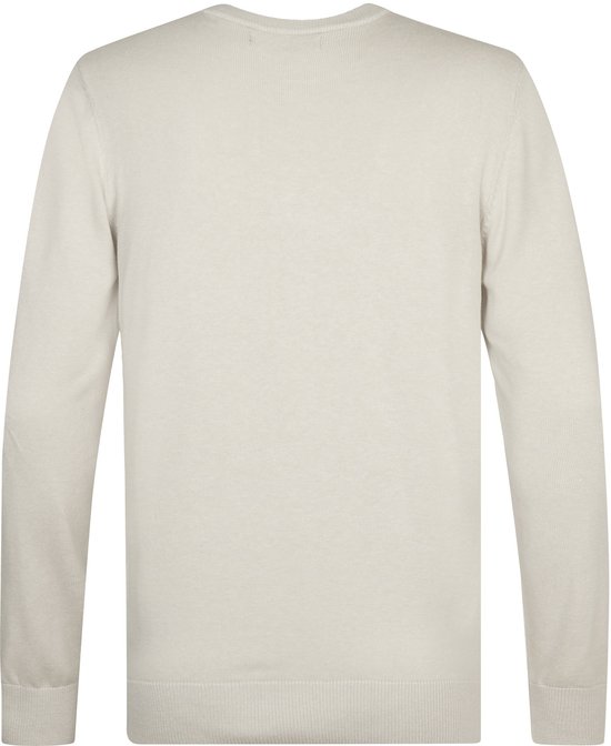 Beige trui met lange mouwen, van achteren gezien.