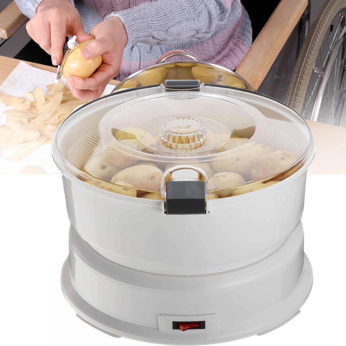 Elektrische Aardappelschiller Automatische Keukenmachine Snel Groenten Schillen Met Container 25.5x27 cm