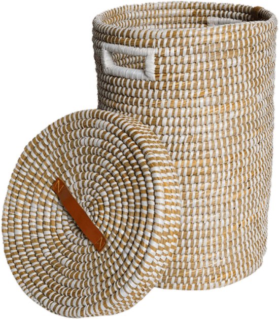 Return to Sender | Wasmand Kaisagras opbergmand 90 Liter met deksel Ø 42.5 x 64 cm