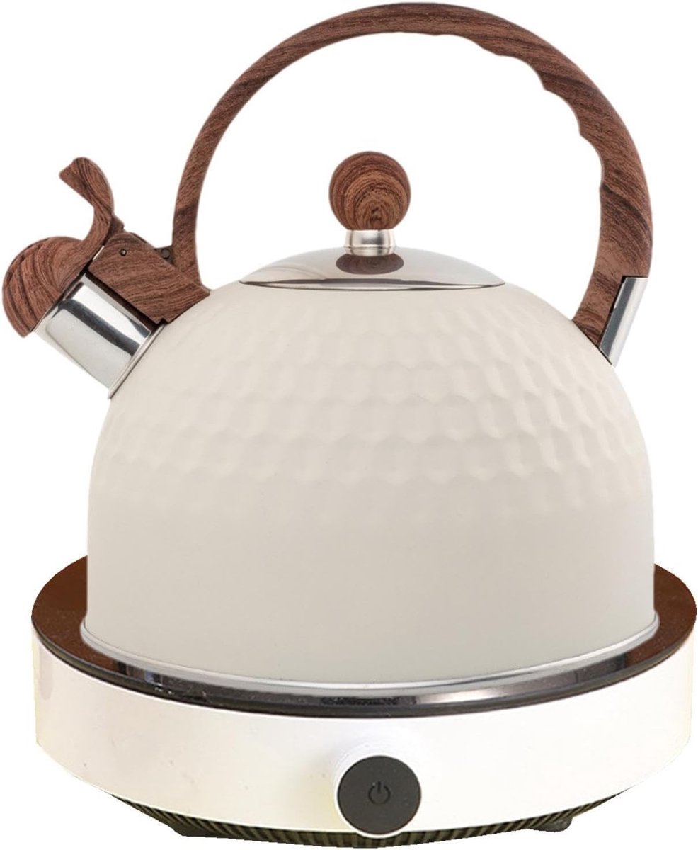 Waterkoker met fluit - Theepot voor fornuis - Snel water koken - Ergonomisch handvat - 25 liter inhoud - Bruin