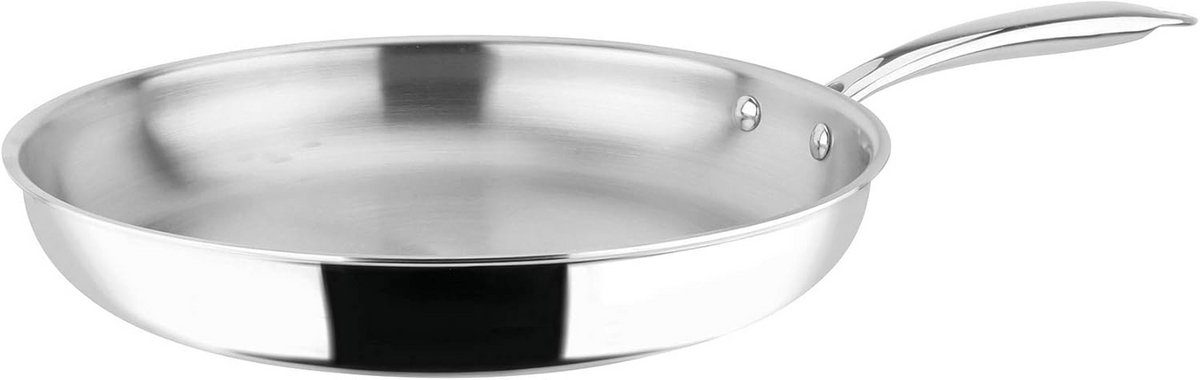 Ronde braadpan van roestvrij staal 30 cm voor alle warmtebronnen inclusief inductie
