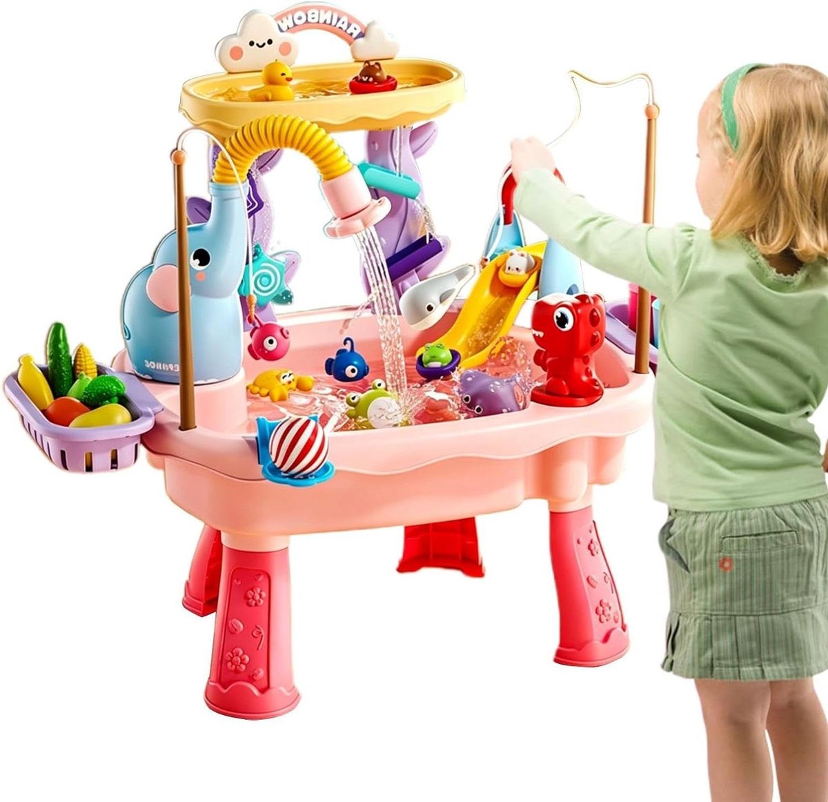 Watertafel - Zomerspeelgoed - Buiten spelen - Automatische waterpomp - 45 x 15 x 33 cm - Roze