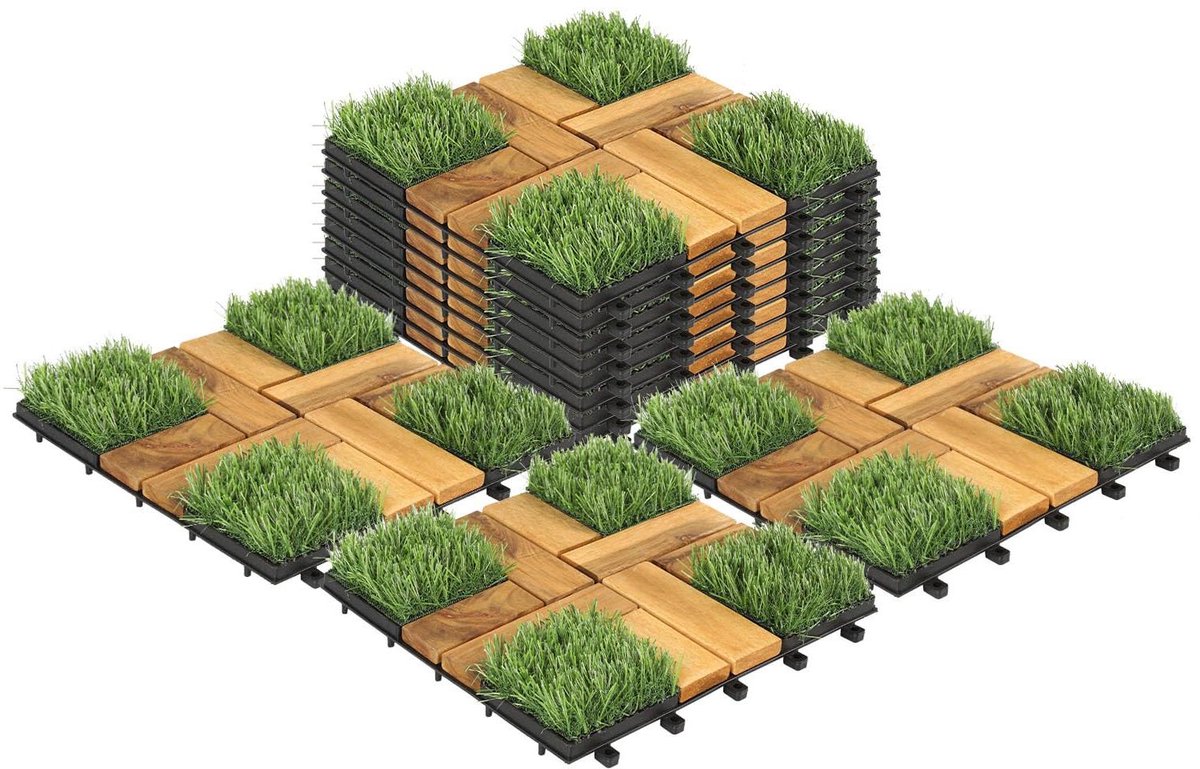 Houten Tegels - Balkon Vloer - Terras Aankleden - FSC Gecertificeerd - 30x30 cm - Natuurlijk Hout