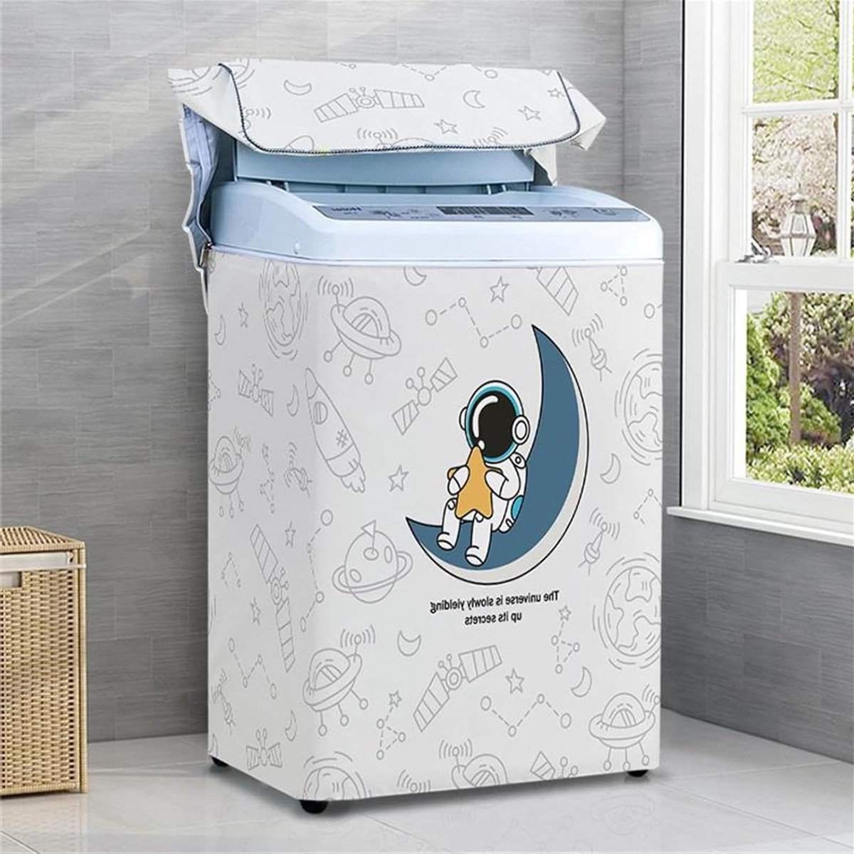 Wasmachinehoes Droger Protector Apparaat Beschermen Waterdicht & Zonwerend XL Capaciteit Bedrukt