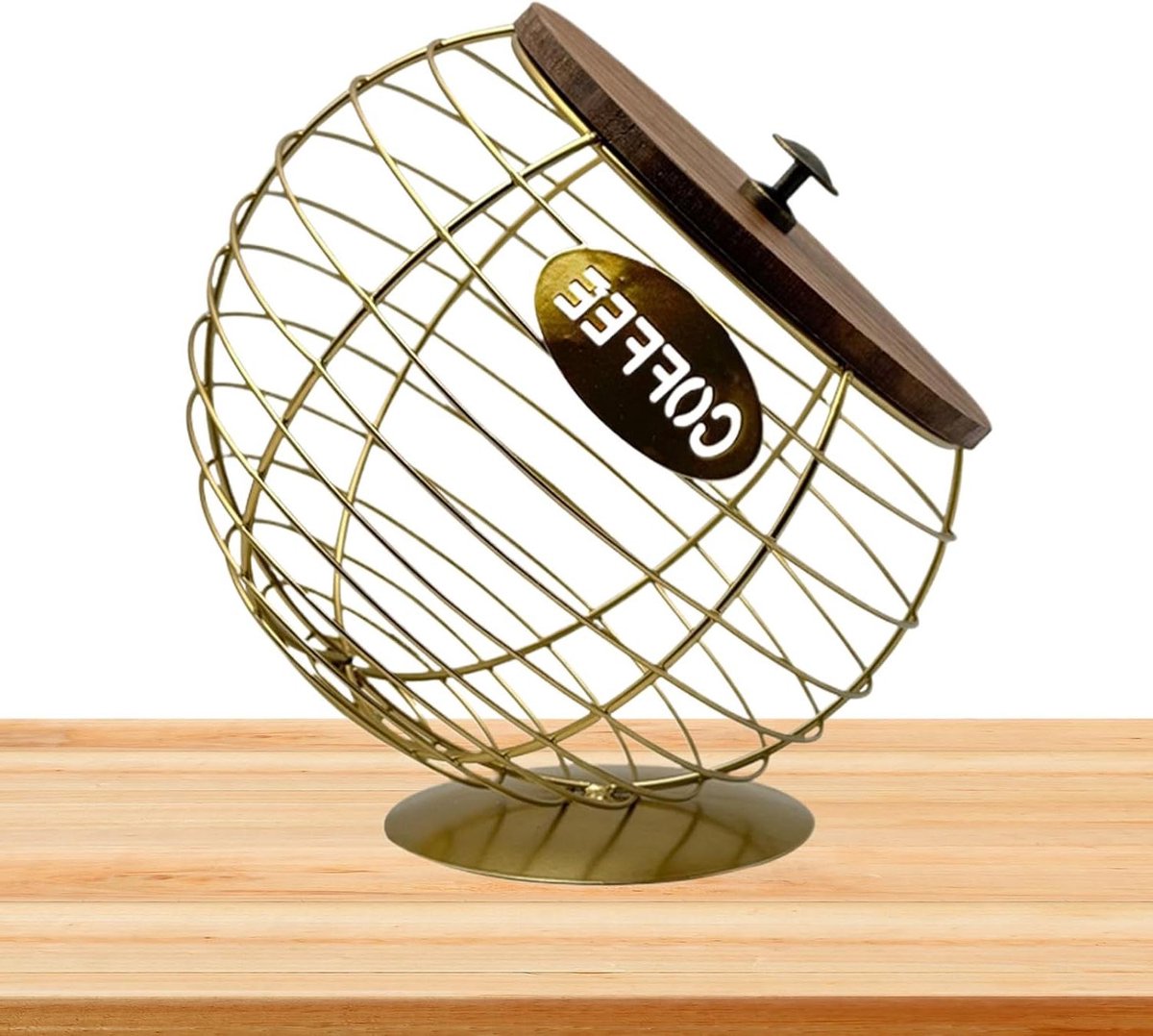 Koffiepadhouder - Capsule organizer - Keuken opruimen - Met deksel - 21 cm - Goud