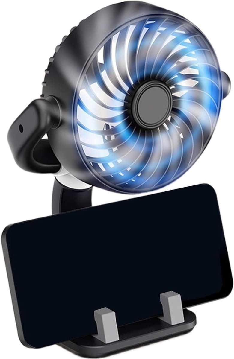 Autoventilator - USB Ventilator - Reizen Comfort - 160° Rotatie - 10x12x10 cm - Zwart