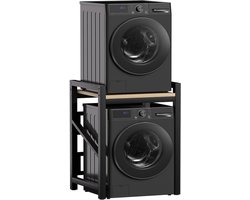 Opbergrek Wasmachine - Stapelbaar Rek - Ruimte Besparen - In Hoogte Verstelbaar - 73x63x105 cm - Zwart