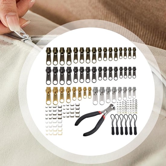 Rits reparatieset - Ritssluiting set - Kleding repareren - 197-delige set - Compact ontwerp - Metaal — afbeelding 3