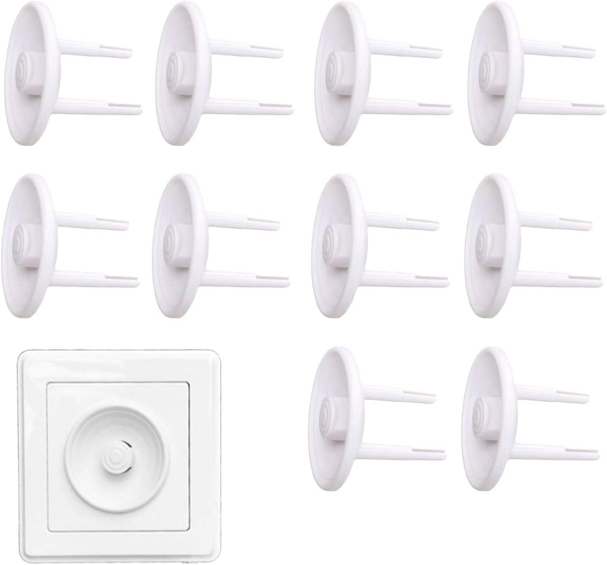 Set van 10 - Stopcontact beschermhoes - Universele Stopcontact Beschermers - Kinderveiligheid Pluggen voor Contactdoos - Robuuste ABS Stopcontactbeveiliging Baby - Spatwaterdichte en Stofdichte Afdekkapjes Diameter - Wit – foto 7