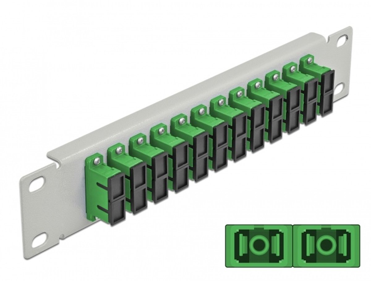 10 inch glasvezel patch panel 12 poort SC duplex groen 1U grijs