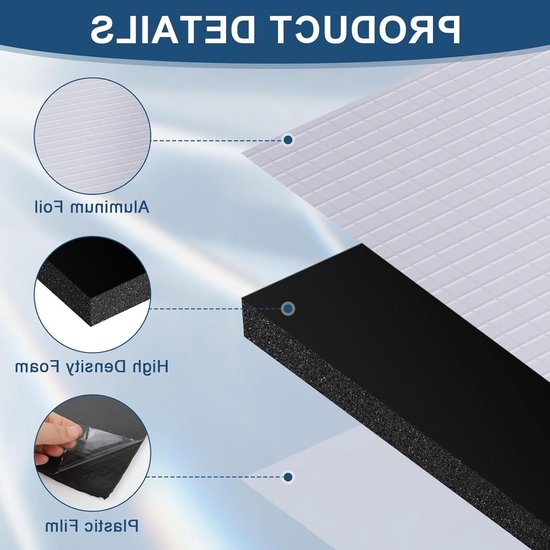 Set van 5 Geluidsisolatiematten voor Auto, 25 x 18 cm, Zelfklevend, Aluminium Butyl, Vervangingsisolatie voor Brandwerend, Vochtbestendig en Waterdicht — afbeelding 2