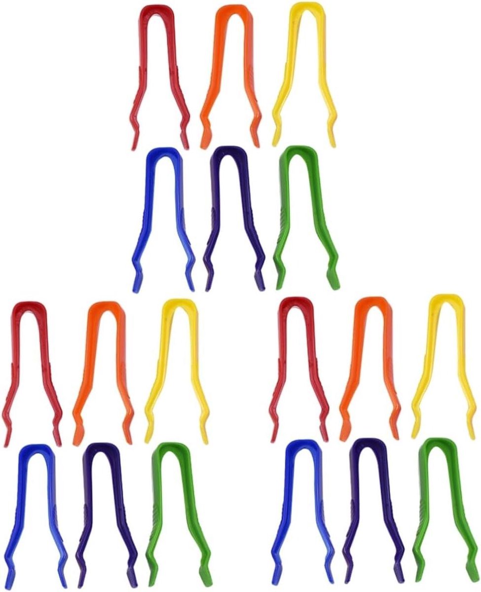 Plastic Pincetten Set - Hobby Pincet - Kleine Objecten Pakken - Antislip Handgrepen - 18 Stuks - Assorti Kleuren