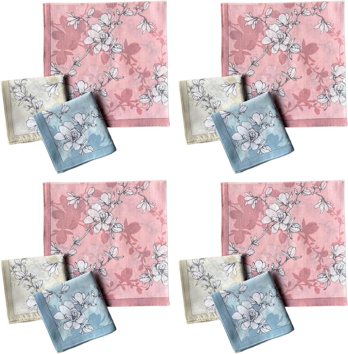 Katoenen Zakdoeken - Bloemen Bandana - Actieve Levensstijl - Hoge Absorptie - 12 stuks 45x45cm - Bloemenpatroon