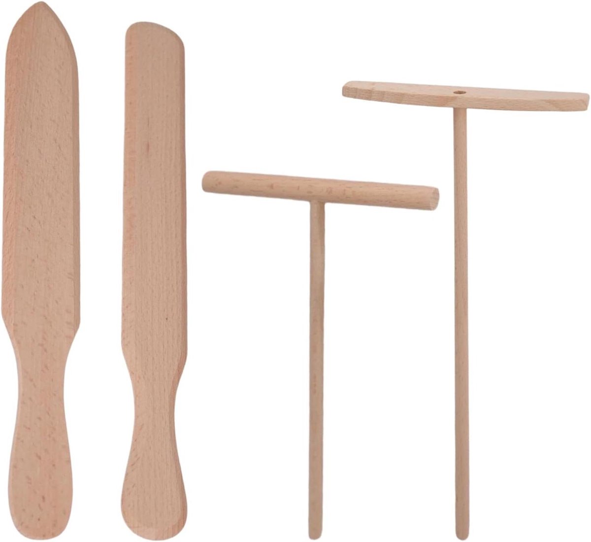 Pannenkoek Gereedschap - Bakgerei Set - Perfecte Pannenkoeken - 4 Delige Set - 4 Stuks - Houtkleur