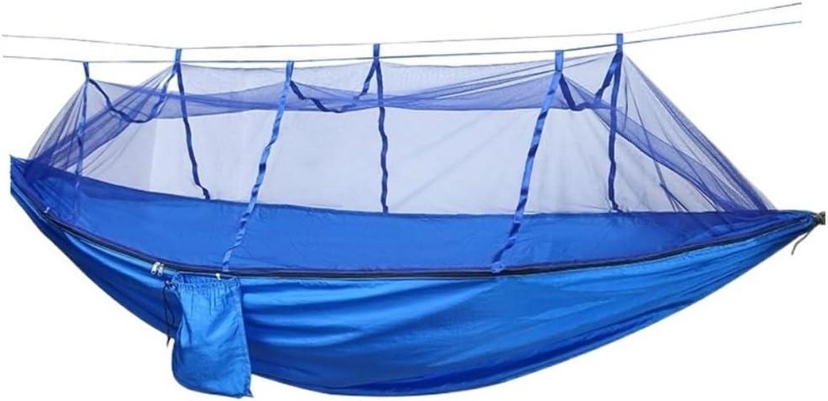 Hangmat - Kampeerhangmat - Ontspannen Buiten - Met Klamboe - 2.54 x 2.54 cm - Blauw