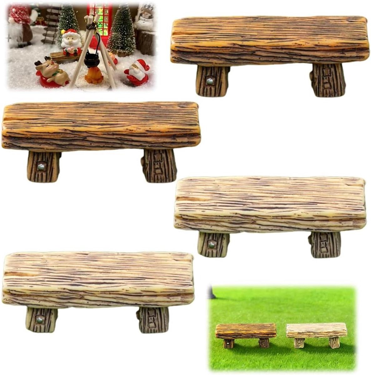 Miniatuur Bank - Feeën Meubels - Scène Decoratie - Vintage Stijl - 14 cm - Bruin