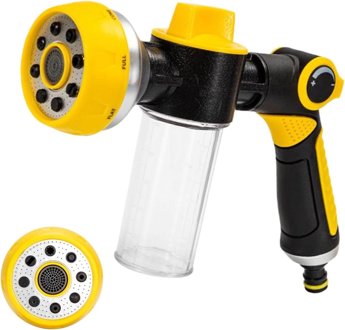 Tuinslangmondstuk Sproeier - Reinigingssprayer Zeepdispenser - Buiten Reinigen - Instelbare Straal - 22 x 19 cm - Grijs